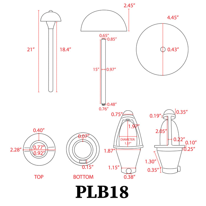 PLB18 Brass LED Mini Globe Lamp Ready Low Voltage Pathway Outdoor Landscape Lighting Fixture