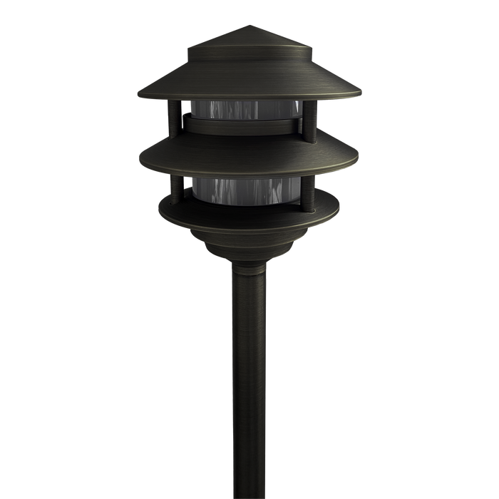 PLB22 Cast Brass Pagoda LED Low Voltage Pathway Outdoor Lighting Landscape Fixture