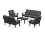 POLYWOOD® Lakeside 5-Piece Lounge Sofa Set in Black / Ash Charcoal