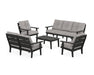 POLYWOOD® Lakeside 5-Piece Lounge Sofa Set in Black / Grey Mist