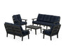 POLYWOOD® Lakeside 5-Piece Lounge Sofa Set in Black / Marine Indigo