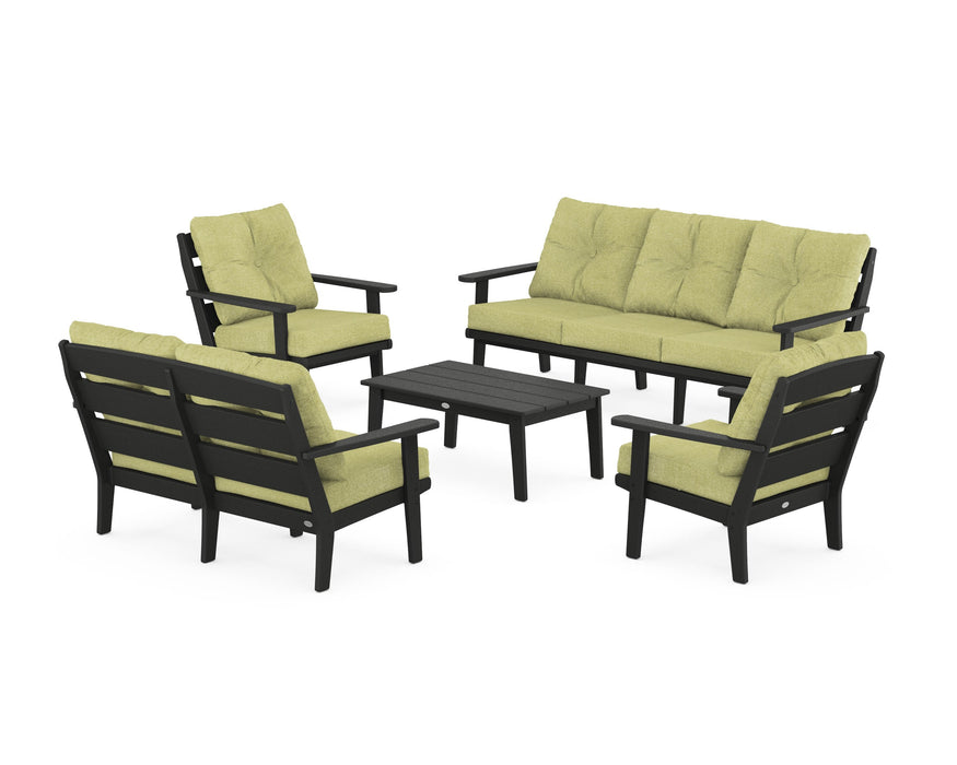 POLYWOOD® Lakeside 5-Piece Lounge Sofa Set in Black / Chartreuse Boucle