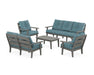 POLYWOOD® Lakeside 5-Piece Lounge Sofa Set in Slate Grey / Ocean Teal