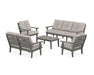 POLYWOOD® Lakeside 5-Piece Lounge Sofa Set in Slate Grey / Weathered Tweed