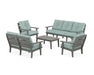 POLYWOOD® Lakeside 5-Piece Lounge Sofa Set in Slate Grey / Glacier Spa