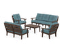 POLYWOOD® Lakeside 5-Piece Lounge Sofa Set in Mahogany / Ocean Teal