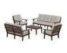 POLYWOOD® Lakeside 5-Piece Lounge Sofa Set in Mahogany / Weathered Tweed