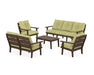 POLYWOOD® Lakeside 5-Piece Lounge Sofa Set in Mahogany / Chartreuse Boucle