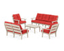 POLYWOOD® Lakeside 5-Piece Lounge Sofa Set in Sand / Crimson Linen