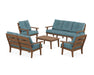 POLYWOOD® Lakeside 5-Piece Lounge Sofa Set in Teak / Ocean Teal