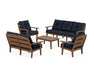 POLYWOOD® Lakeside 5-Piece Lounge Sofa Set in Teak / Marine Indigo