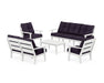 POLYWOOD® Lakeside 5-Piece Lounge Sofa Set in White / Navy Linen