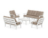 POLYWOOD® Lakeside 5-Piece Lounge Sofa Set in White / Spiced Burlap