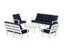 POLYWOOD® Lakeside 5-Piece Lounge Sofa Set in White / Marine Indigo