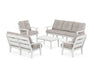 POLYWOOD® Lakeside 5-Piece Lounge Sofa Set in White / Weathered Tweed