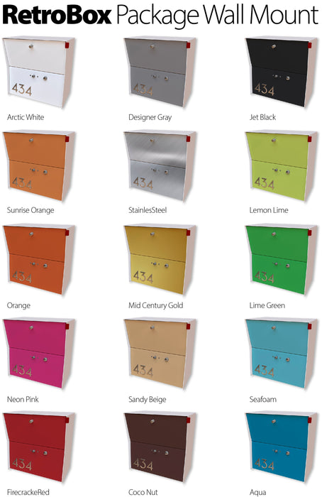 RetroBox Locking Small Package Wall Mounted Mailbox in Textured Matt Black