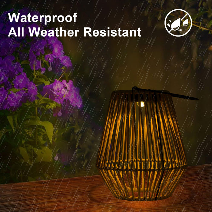 Solar Powered Outdoor Rattan Lantern