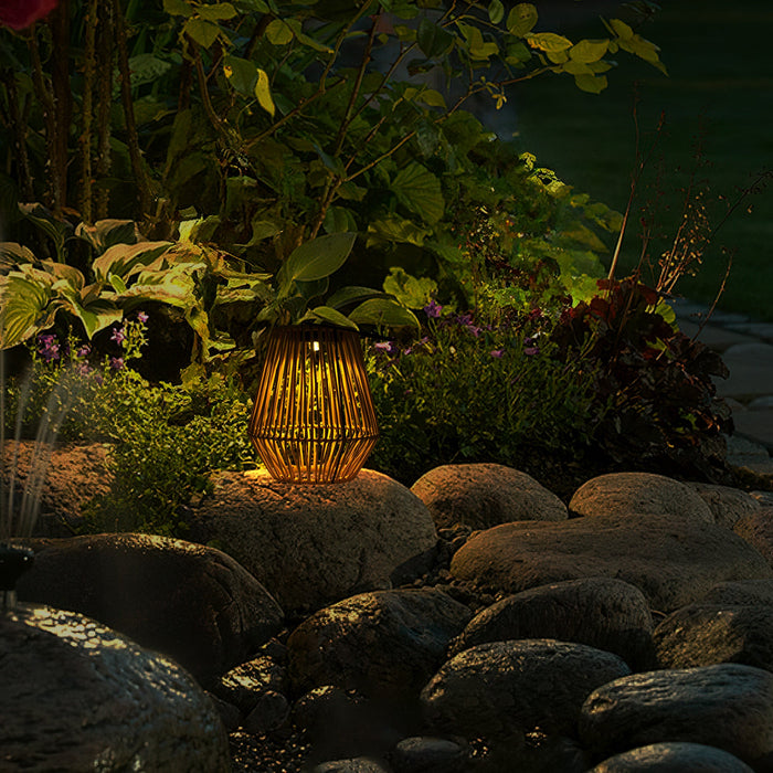 Solar Powered Outdoor Rattan Lantern