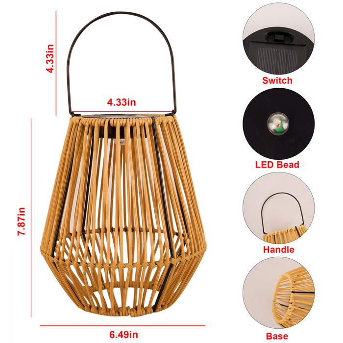 Solar Powered Outdoor Rattan Lantern