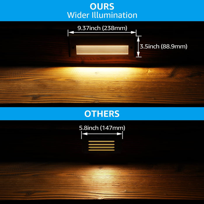 STLA09 6-Pack 3.5W Low Voltage 9" LED Outdoor Step Lights, 12V 3000K Warm White Integrated LED Deck Lights Landscape Lights