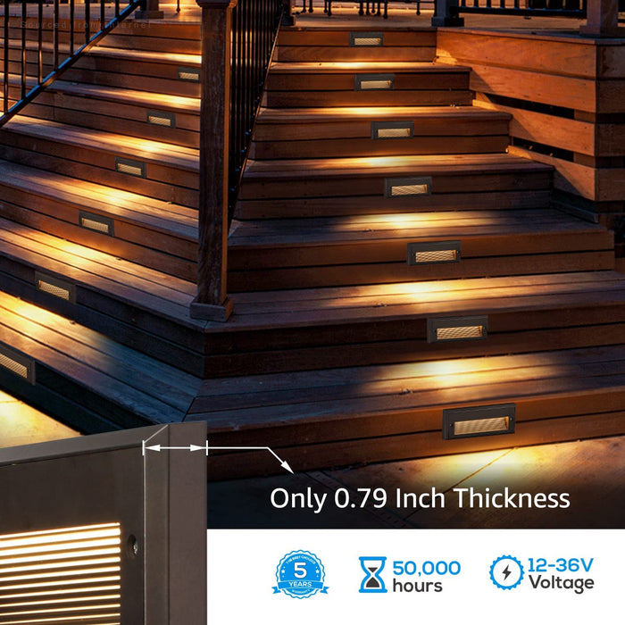 STLA09 6-Pack 3.5W Low Voltage 9" LED Outdoor Step Lights, 12V 3000K Warm White Integrated LED Deck Lights Landscape Lights