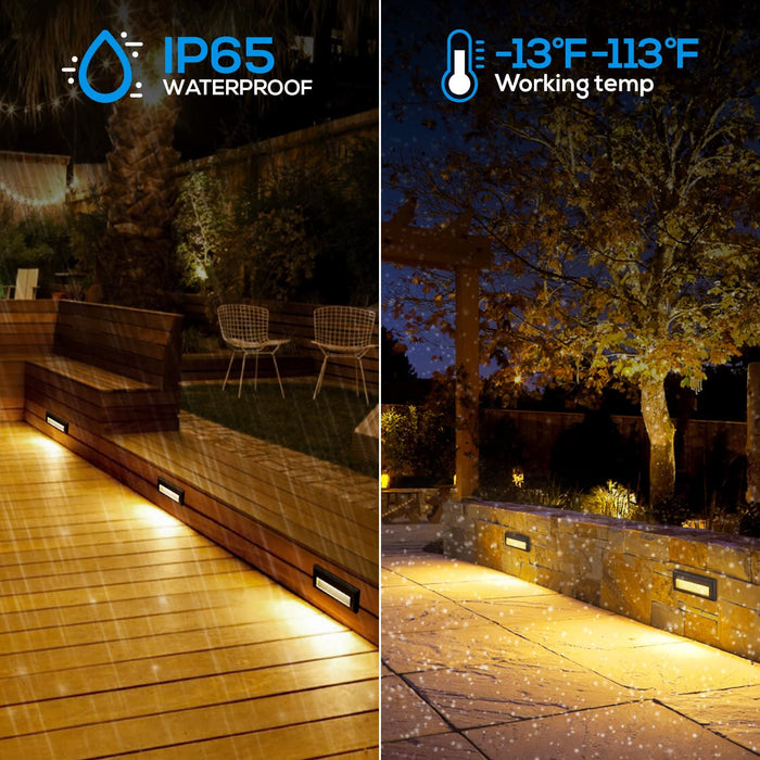 STLA09 6-Pack 3.5W Low Voltage 9" LED Outdoor Step Lights, 12V 3000K Warm White Integrated LED Deck Lights Landscape Lights