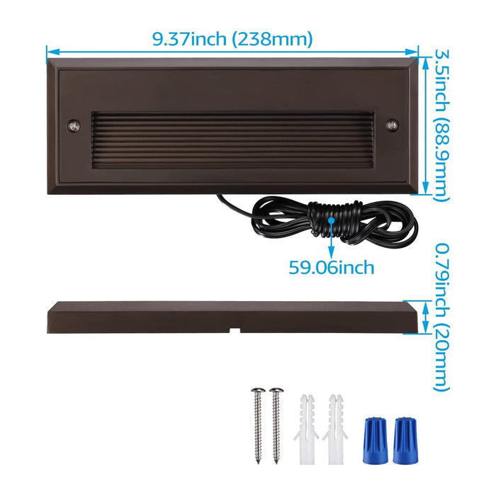 STLA09 6-Pack 3.5W Low Voltage 9" LED Outdoor Step Lights, 12V 3000K Warm White Integrated LED Deck Lights Landscape Lights