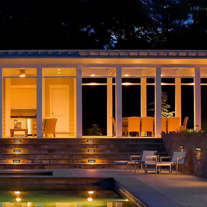 STLA09 6-Pack 3.5W Low Voltage 9" LED Outdoor Step Lights, 12V 3000K Warm White Integrated LED Deck Lights Landscape Lights