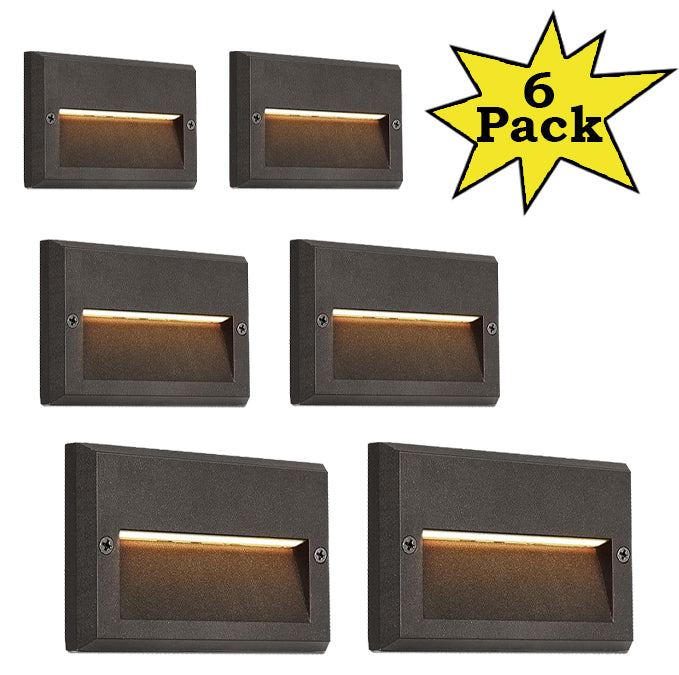 STLA11 6-Pack 3W Low Voltage 5.5" LED Outdoor Step Lights, 12V 3000K Warm White Integrated LED Deck Lights Landscape Lights