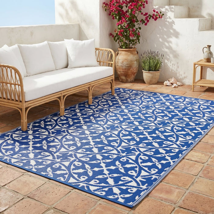 San Juan - Dark Blue Outdoor Rug for Patio FINAL SALE