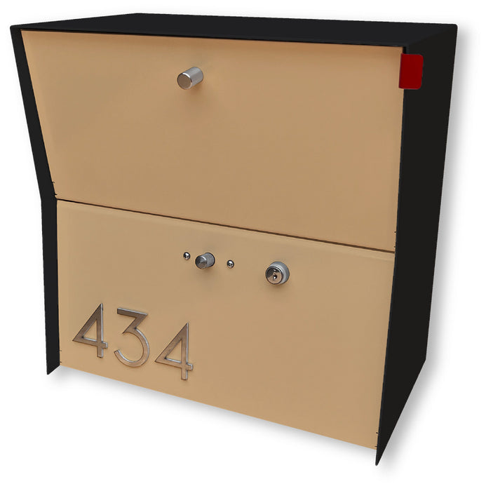 RetroBox Locking Small Package Wall Mounted Mailbox in Textured Matt Black