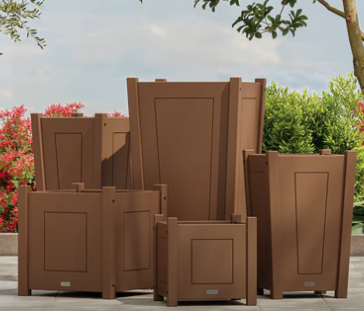 tall planters box Vineyard Large Tapered Square Tall Planter Box Sand