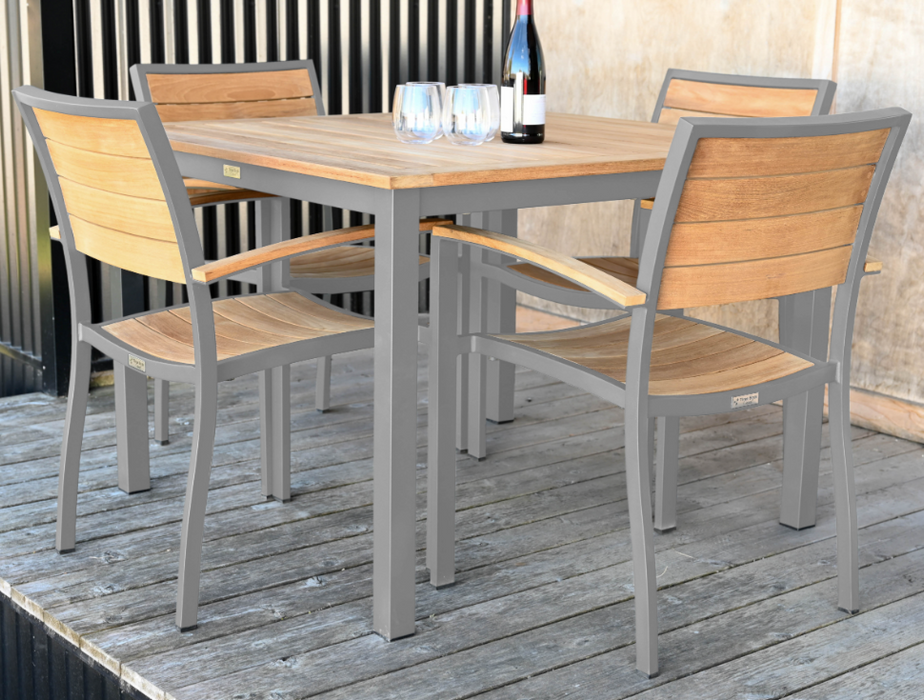 Three Birds Casual SoHo Square Dining 42" Table with Dining Arm Chairs Set