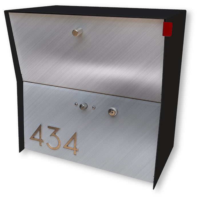 RetroBox Locking Small Package Wall Mounted Mailbox in Textured Matt Black