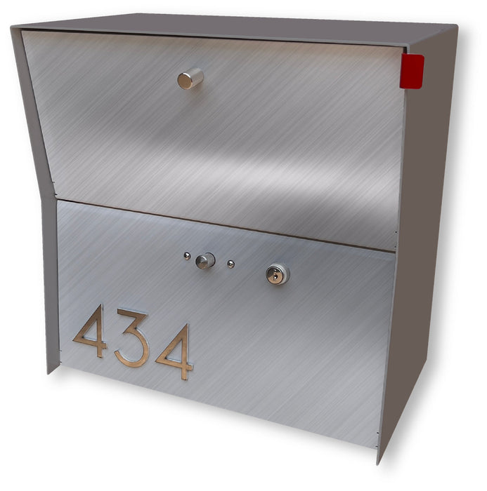 RetroBox Locking Small Package Wall Mounted Mailbox in Designer Gray