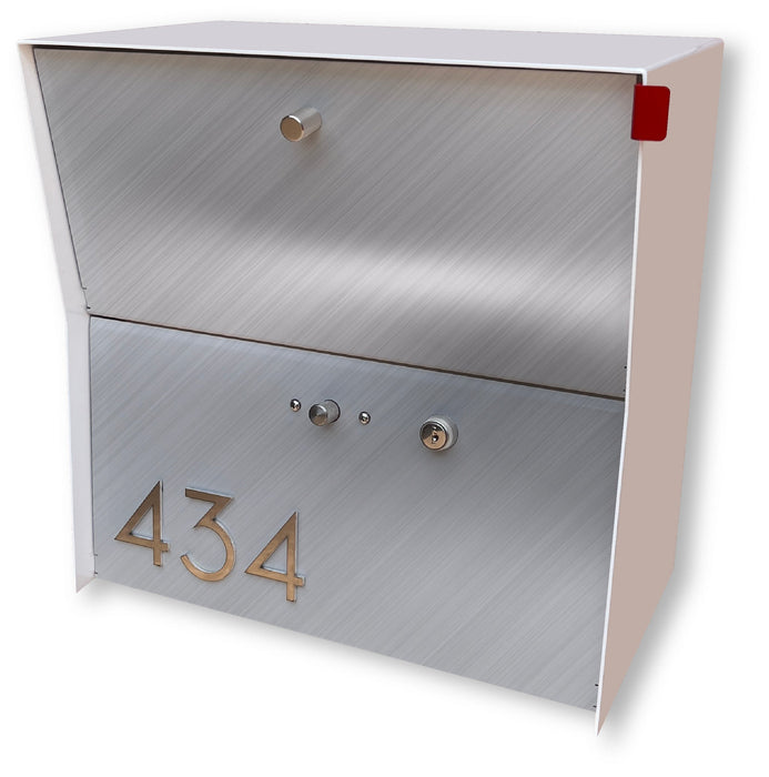 RetroBox Locking Small Package Wall Mounted Mailbox in White