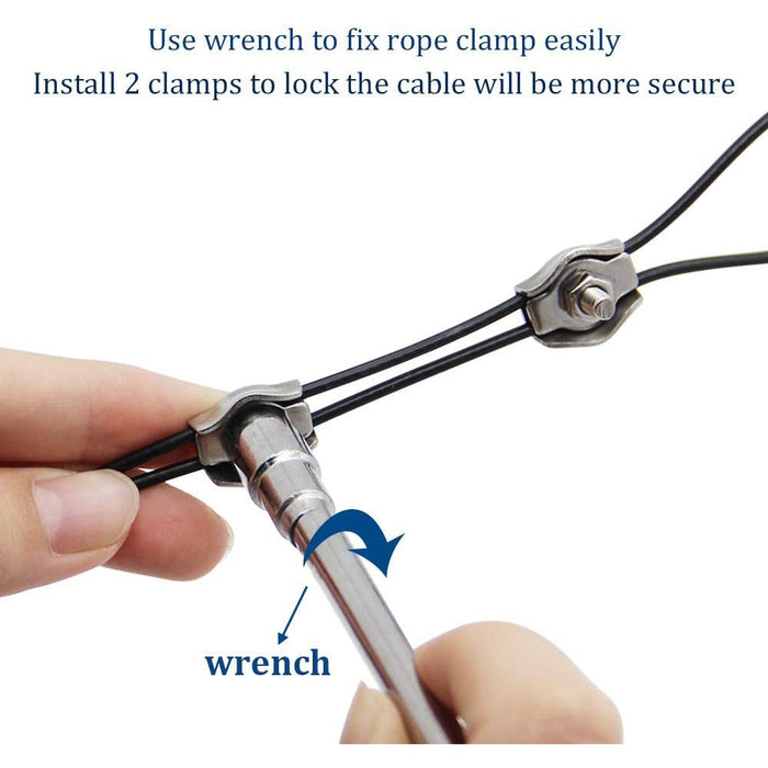 SLGC02 String Light Hanging Cable Kit 165 FT, Nylon Coated 304 Stainless Steel Guide Wire and Accessories for Outdoor Bistro String Lights