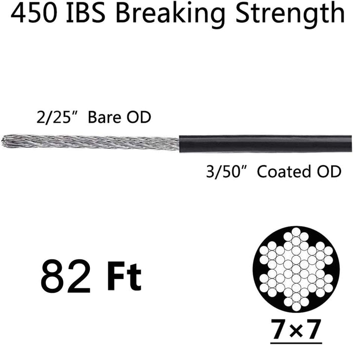SLGC02 String Light Hanging Cable Kit 165 FT, Nylon Coated 304 Stainless Steel Guide Wire and Accessories for Outdoor Bistro String Lights