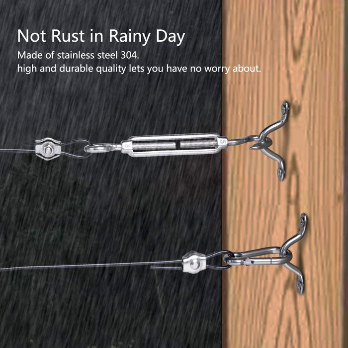 SLGC02 String Light Hanging Cable Kit 165 FT, Nylon Coated 304 Stainless Steel Guide Wire and Accessories for Outdoor Bistro String Lights