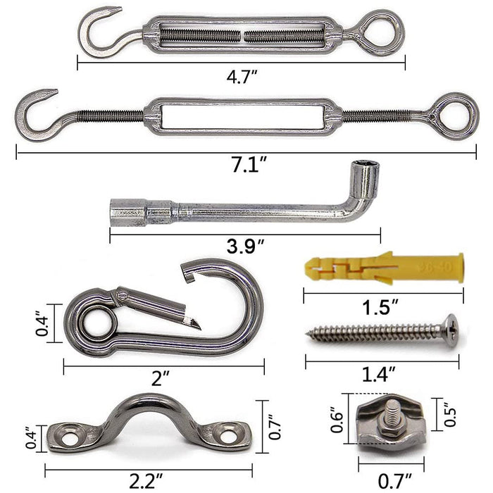 SLGC02 String Light Hanging Cable Kit 165 FT, Nylon Coated 304 Stainless Steel Guide Wire and Accessories for Outdoor Bistro String Lights