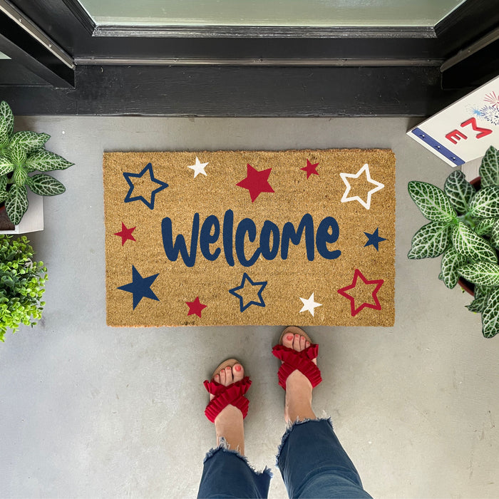 Welcome Summer Doormat with Stars