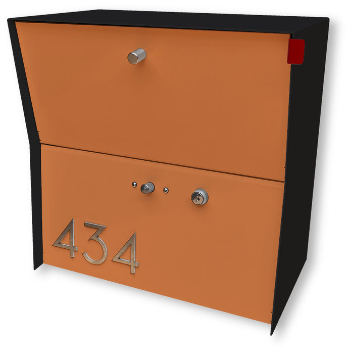 RetroBox Locking Small Package Wall Mounted Mailbox in Textured Matt Black