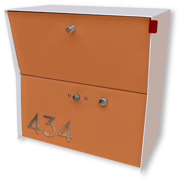 RetroBox Locking Small Package Wall Mounted Mailbox in White