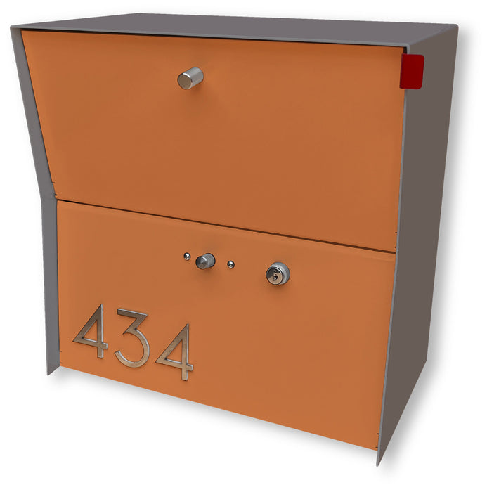 RetroBox Locking Small Package Wall Mounted Mailbox in Designer Gray