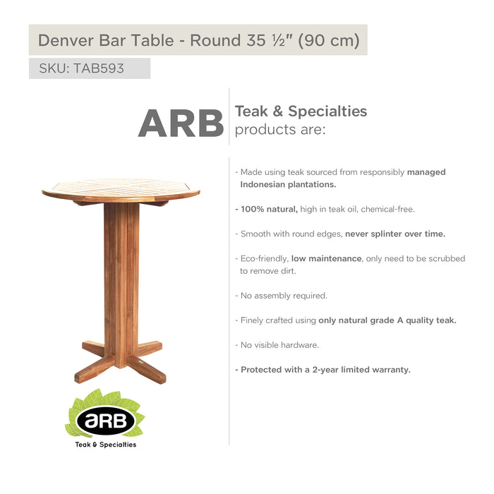 ARB Teak Bar Table Denver - Round 36"