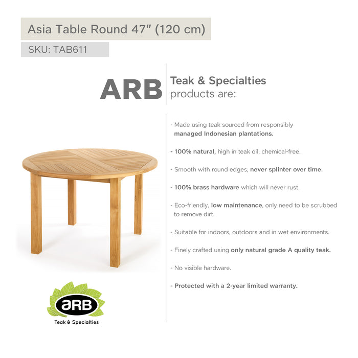 ARB Teak Dining Table Asia - Round 48"