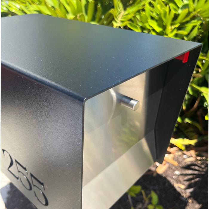RetroBox Locking Small Package Wall Mounted Mailbox in Textured Matt Black