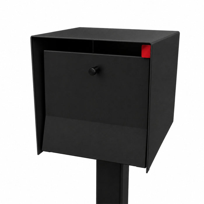 QUICK SHIP UpTown Box-2.0 in TEXTURED MATT JET BLACK on BLACK - Modern Mailbox
