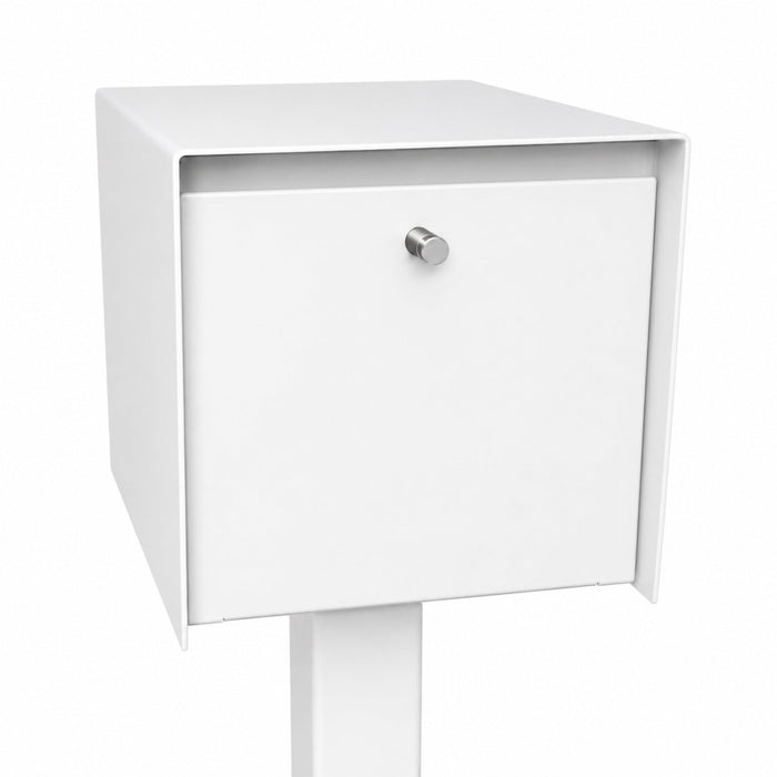 QUICK SHIP UpTown Box-2.0 in ARCTIC WHITE on WHITE - Modern Mailbox