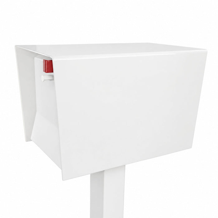 QUICK SHIP UpTown Box-2.0 in ARCTIC WHITE on WHITE - Modern Mailbox